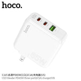 Hoco C115 Header PD65W three-port(2C1A) charger(US)