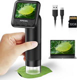 Handheld Digital Microscope with 2” LCD Screen, 800X Pocket Portable Microscope for Kids with Adjustable Lights Coins Electronic Magnifier Camera, USB to PC Including SD Card