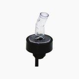 CO.RECT 2001 SERIES NEON MEASURED POURER, 1-1/4 OZ.,PLASTIC WITH BLACK COLLAR, NEON RED NOZZLE, CLEAR BASE