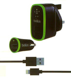 Belkin Charger Kit - Home, Car Charger and Iphone5/6/Ipad Lighting Cable (Black) - SquareDubai