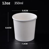 White Kraft Paper Cup with Cover for Ice Cream / Soup / Dessert Cake Party Tableware Bowl 50 pcs / Pack - SnapZapp