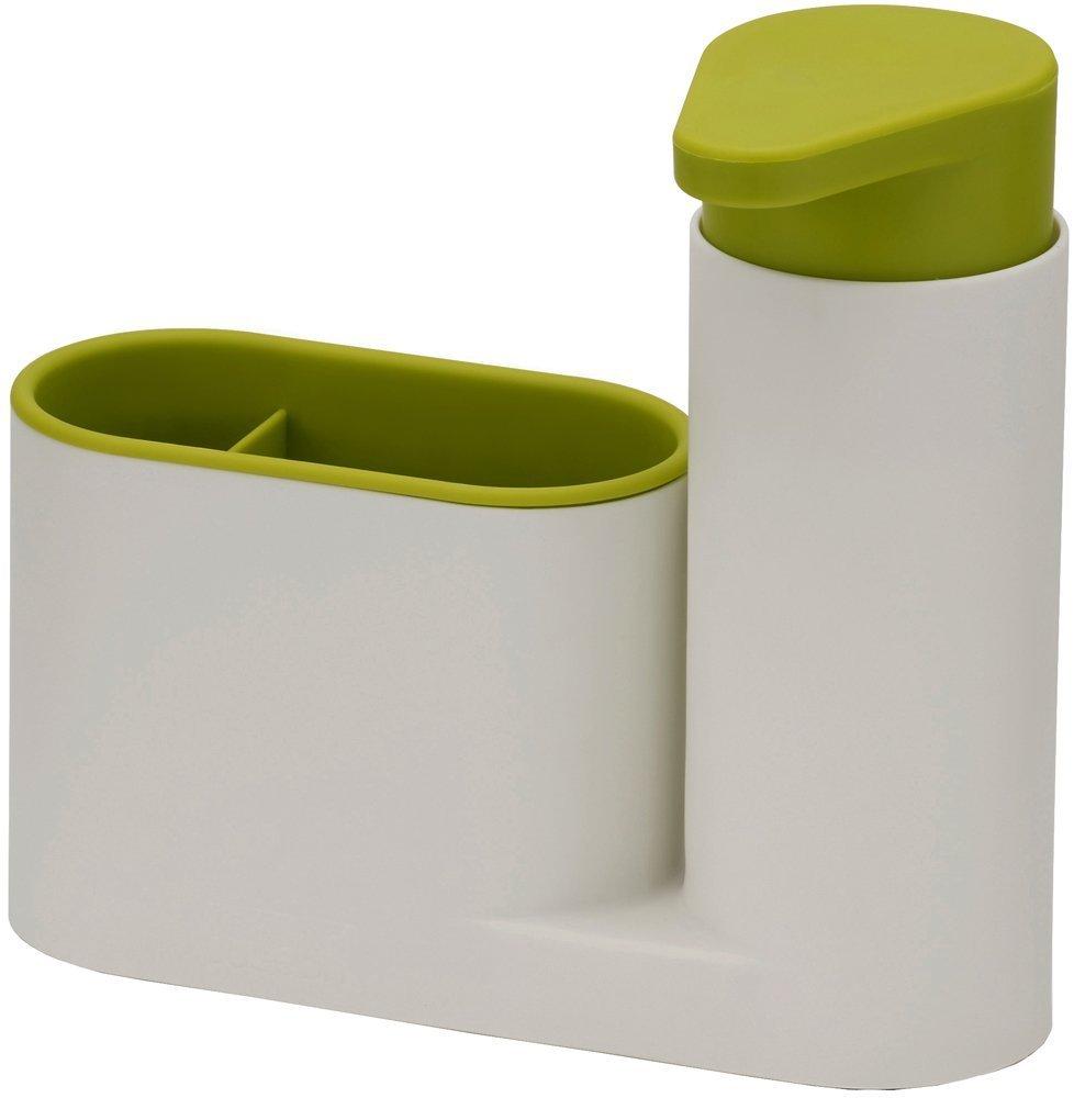 Sink Base Caddy Set with Soap Pump, White/Green