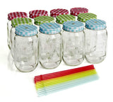 Wilko Drinking Jars with Reusable Straws (450 ml, 12 pc)
