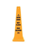 Rubbermaid 36" Yellow Bilingual Wet Floor Cone-Shaped Sign - "Caution Wet Floor" - SnapZapp