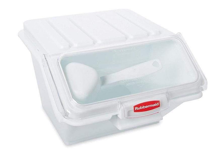 Rubbermaid 40 Cup Storage Bin With Scoop, White - SnapZapp