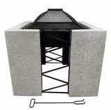 Square Fire Pit W/ Cooking Grill (65 cm)
