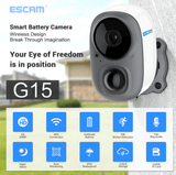ESCAM G15 1080P FULL HD AI RECOGNITION RECHARGEABLE BATTERY PIR ALARM CLOUD STORAGE WIFI CAMERA