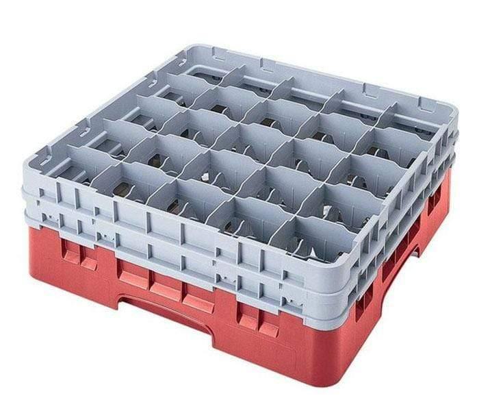 Cambro 25S638163 Camrack 6 7/8" High Customizable Red 25 Compartment Glass Rack - SnapZapp