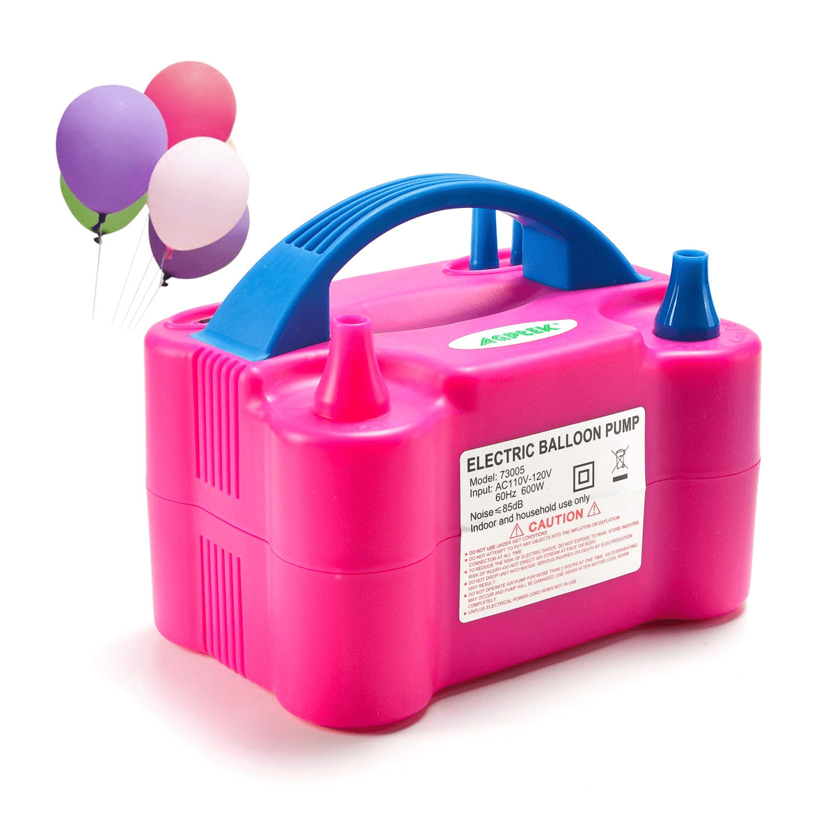 Balloons Blowing Machine with Two Nozzle, Pink - SquareDubai