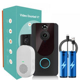 V7 Video Doorbell Camera, 1080P HD Wireless WiFi Smart Home Security Camera with Chime & Batteries, Motion Detection, 2-Way Audio, Night Vision, Waterproof, Cloud Storage