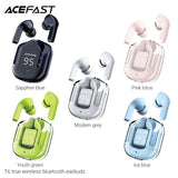 ACEFAST T6 One Color Wireless Earbuds Touch Control Dual Microphone ENC Noise Cancelling Wireless Headset HiFi Sound Earphones with LED Digital Display and Fast Charging