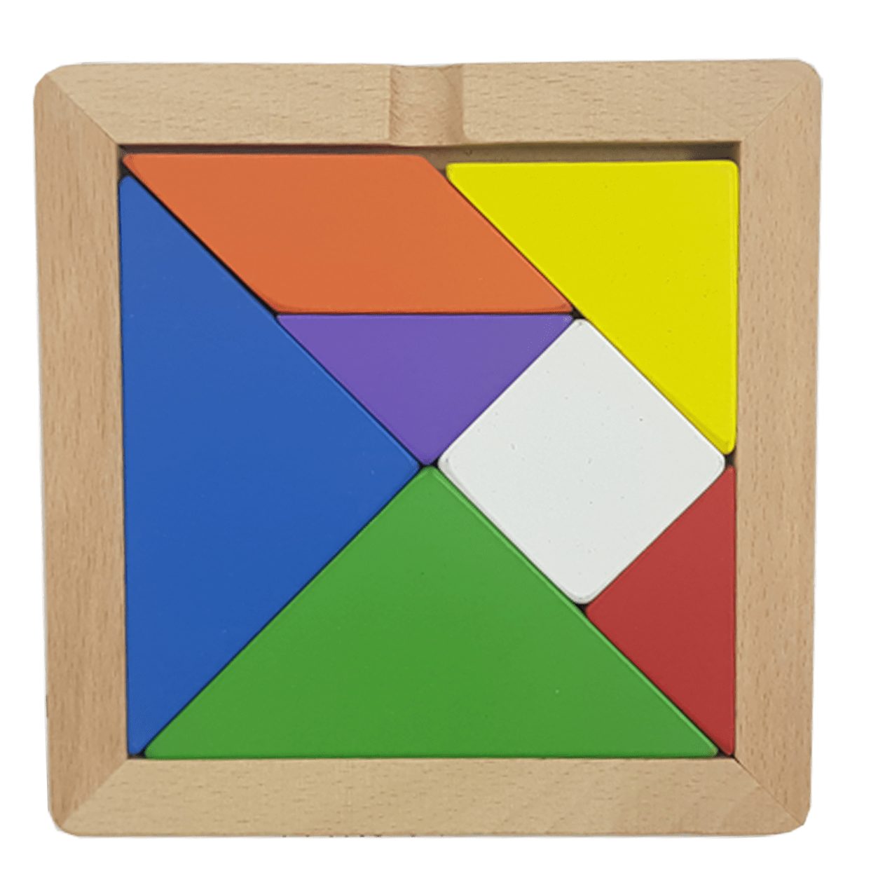 High Quality Rainbow Color Wooden Tangram 7 Piece Puzzle Brain Teaser Puzzle