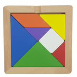 High Quality Rainbow Color Wooden Tangram 7 Piece Puzzle Brain Teaser Puzzle