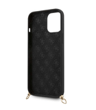 Guess PU Embossed White Logo and Strap Case for iPhone 12 - Black