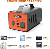 NOVOO Portable Power Station 200W, 230Wh Solar Generator, Emergency Backup Lithium Battery, 110V/ 200W (300W Peak) AC Outlet Backup Battery Power Supply, 12V DC Power Station for Outdoor Camping