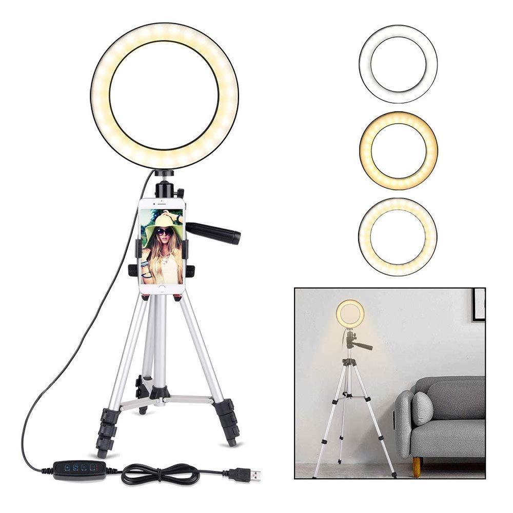 Selfie Ring Light with Tripod Stand and Phone Holder 10 Inches