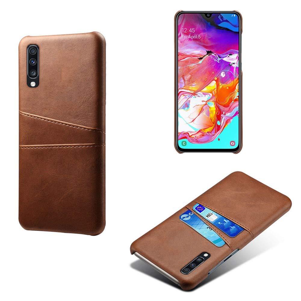 Samsung Galaxy A70 Leather coated case cover with cardholder - Brown.