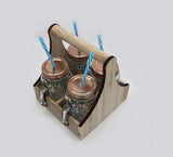 Al Hoora 4pcs 450ml Glass Jar/mason Jar With Straw And Wooden Box