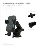 Powerology Car Mount 15W Wireless Charger QC3.0 - SnapZapp