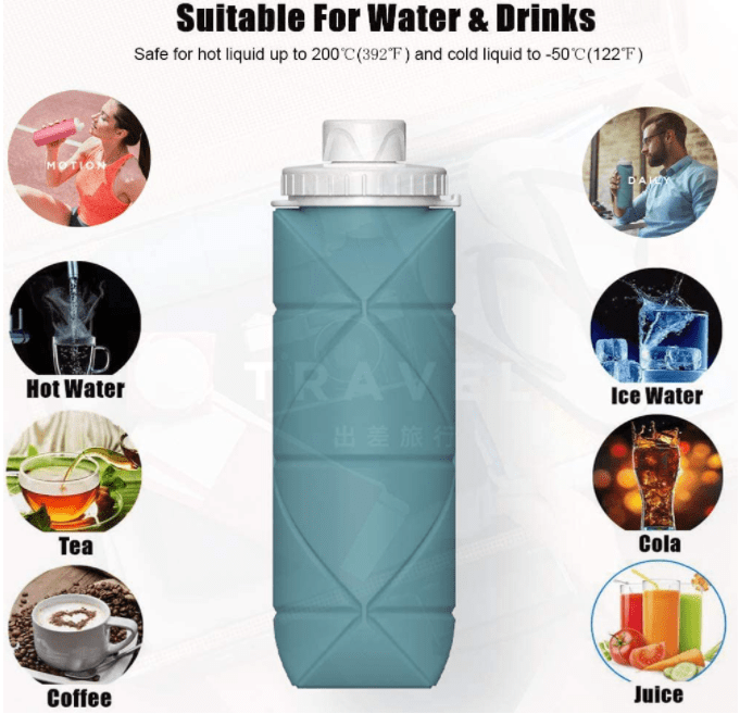 SPECIAL MADE Collapsible Water Bottles Leakproof Valve Reuseable