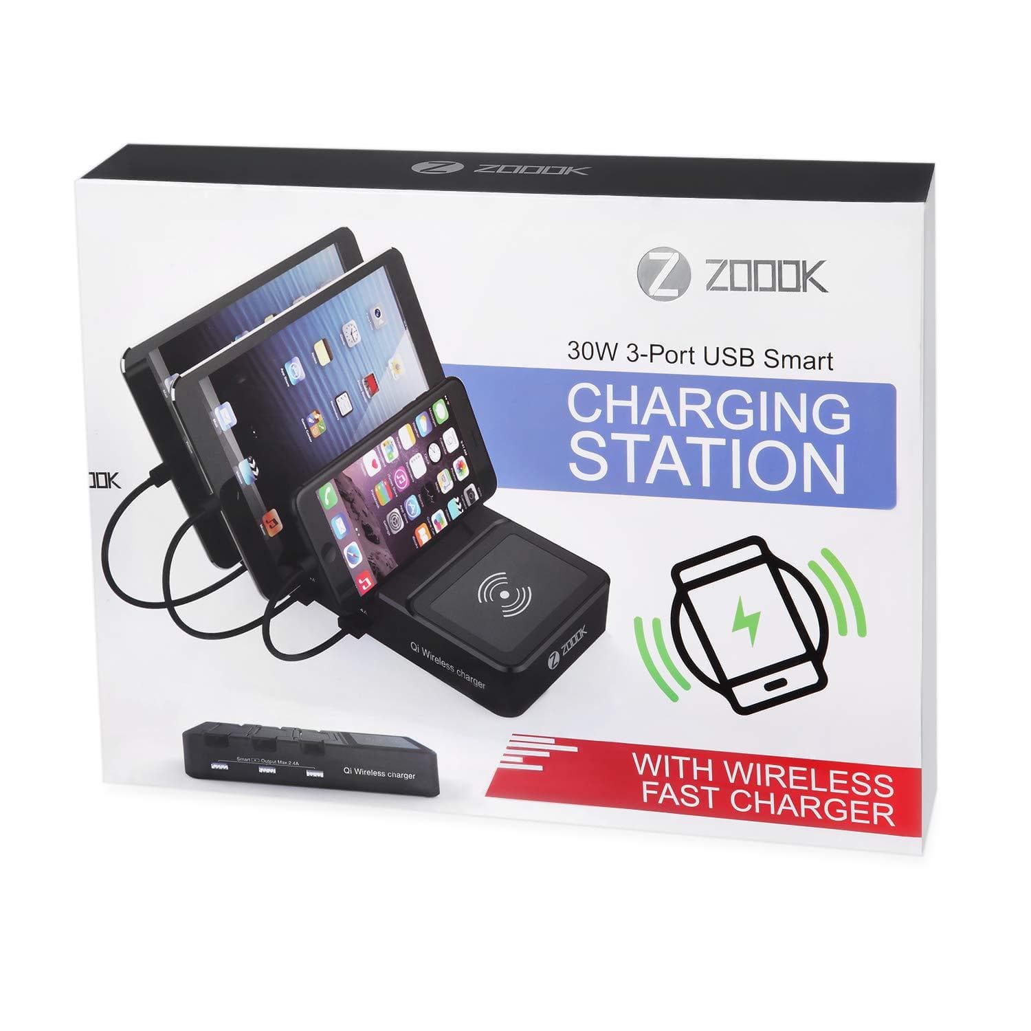Zoook 3-Port USB + Qi Wireless Fast Charging Docking Station