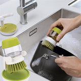 Palm Scrub Dish Brush with Washing Up Liquid Soap Dispenser Storage Stand