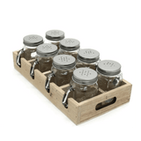 Al Hoora 8pcs Small Glass Jar / Mason Jar With Wooden Box