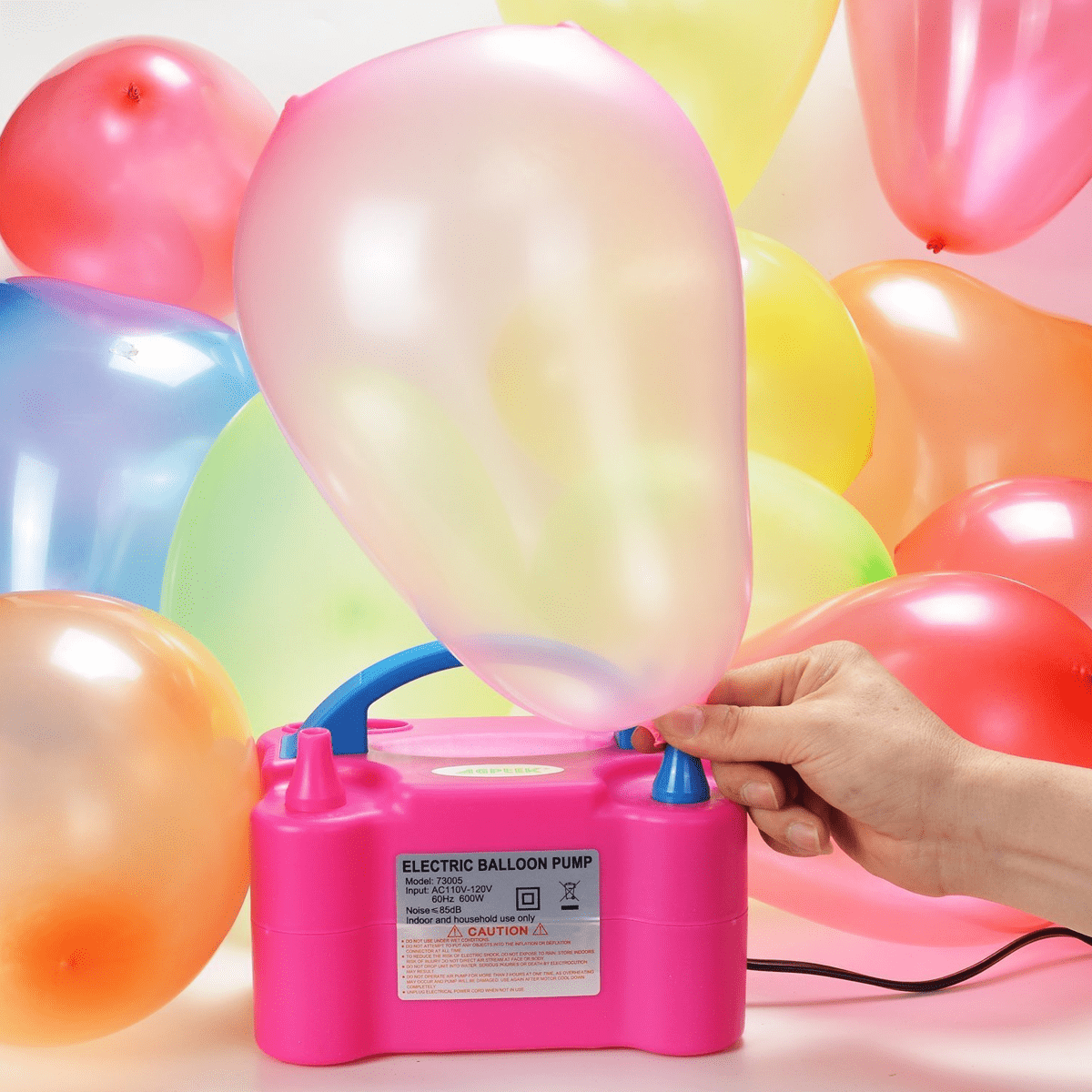 Balloons Blowing Machine with Two Nozzle, Pink - SquareDubai