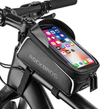 ROCK BROS Bike Phone Bag Bike Front Frame Bag Waterproof Bicycle Phone Mount Bag Phone Case Holder Cycling Top Tube Frame Bag Compatible with iPhone X XS Max XR
