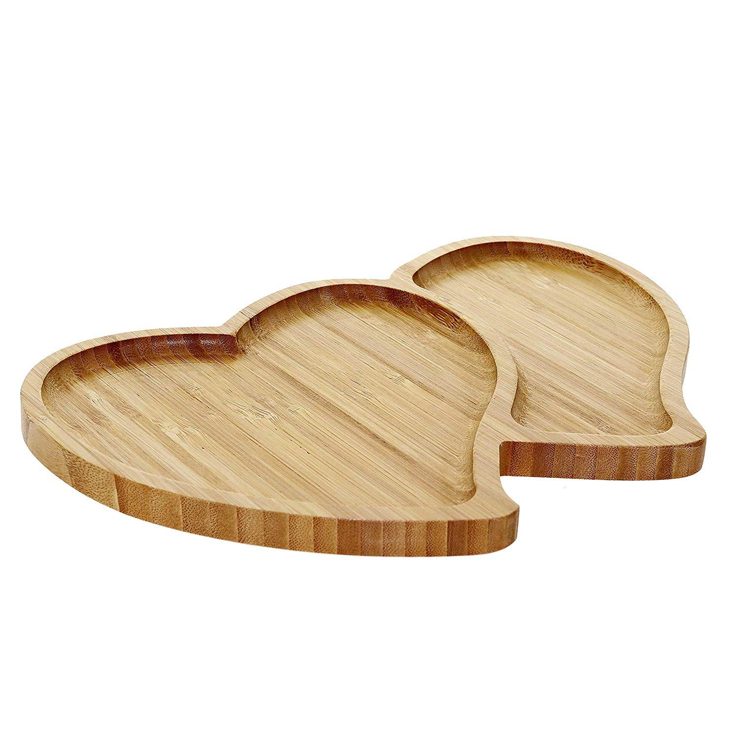 Wooden Twin Hearts Plates