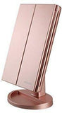 Lighted Vanity Mirror, 21 Super Bright LEDs, Touch Screen Tri-Fold (ROSE GOLD)