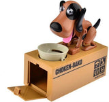 Hungry Dog Puppy Eating Munching Coins Piggy Bank Saving Money Box