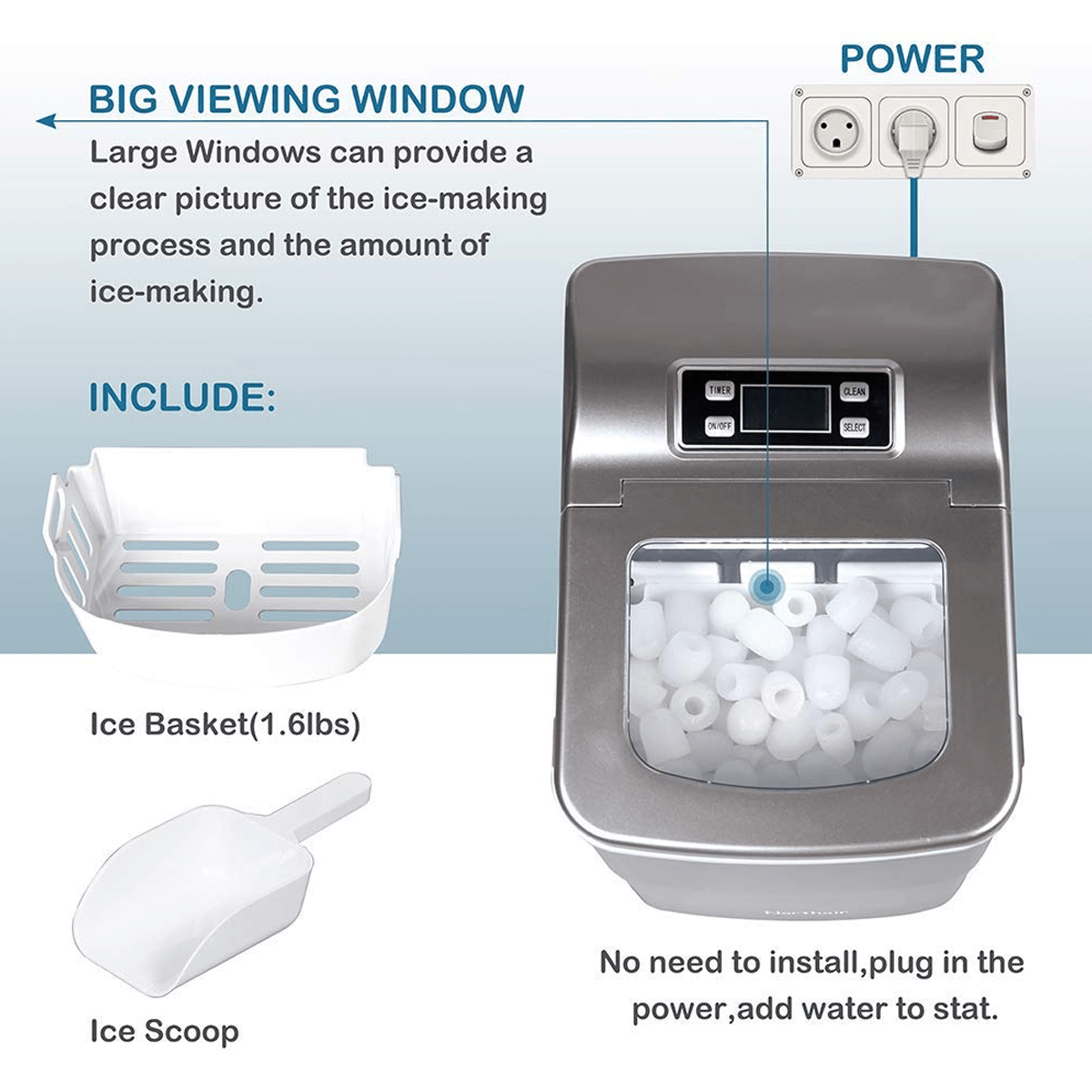 Mini Ice Maker Machine 26 Lbs / 24 Hrs - NB