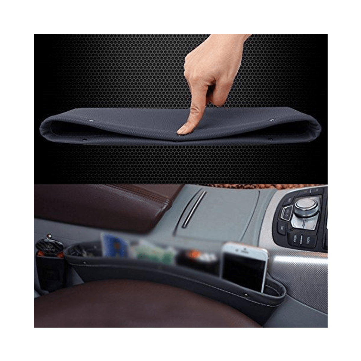 Car Seat Side Console Slit Caddy PU Leather (1.6" Gap Fit,) - SquareDubai
