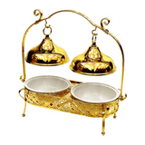 Buffet Bowl with Cover and Food Server 18cm diameter, Gold - SquareDubai