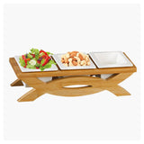 Shallow 3-Compartment Serving Bowl with Stand