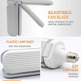 Foldable Three-Leaf Fan Bulb Light Household Lamps  AC175-265V - (Cool White 45W E27)