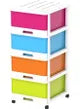 4-Tiers Storage Cabinet With Drawers And Wheels Multicolour 50x40x92cm