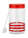 4-Piece Canister Set Clear/Red 0.3+0.8+1.5+3L