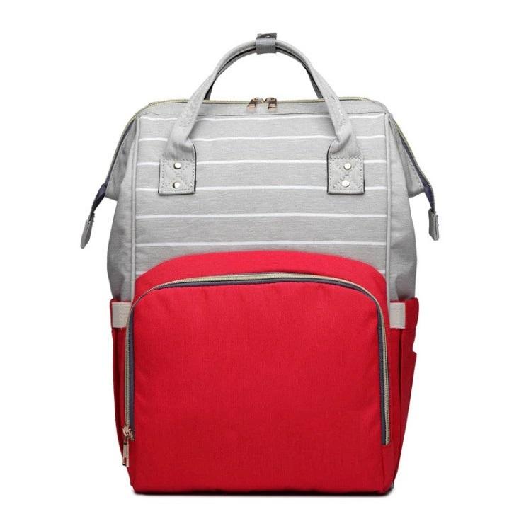 Striped Mom Dad Back Pack Diaper Bag - Night Angel - Red