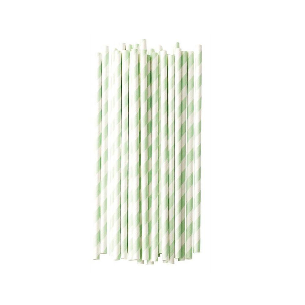 PLA-Clear Green Stripes straws 7×210 mm