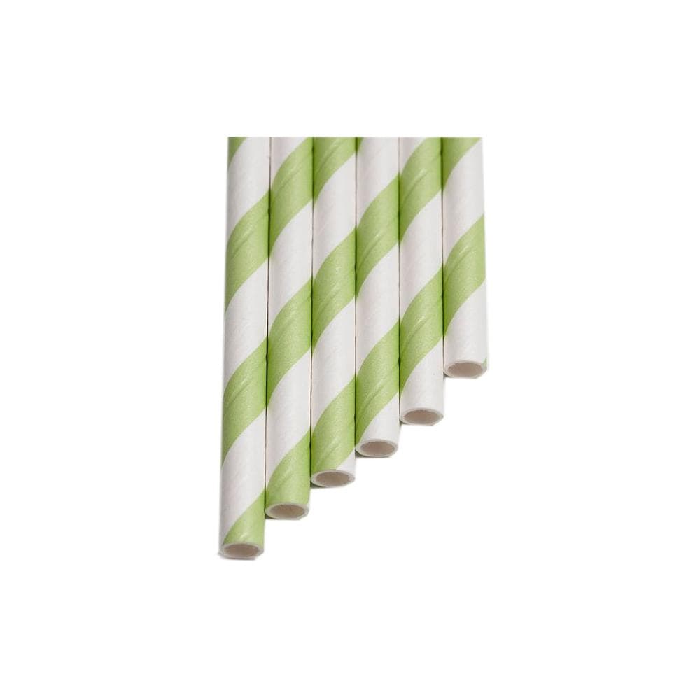 PLA-Clear Green Stripes straws 7×210 mm