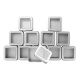 Square Silver Metal Tins with View Window (12-Pack) 6.5*6.5*4 cm