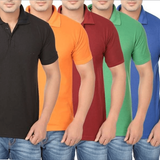 SQUARE OFFERS Combo Pack Of 5 POLO Neck TShirts Random Colours