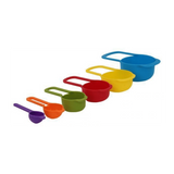6 Pcs of Plastic Measuring Cups and Spoons Set. Stackable, Space Saving, Multi color Design. - SquareDubai