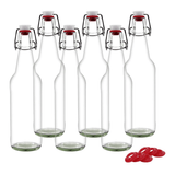 Clear Glass Bottles for Home Brewing with Easy Wire Swing Cap