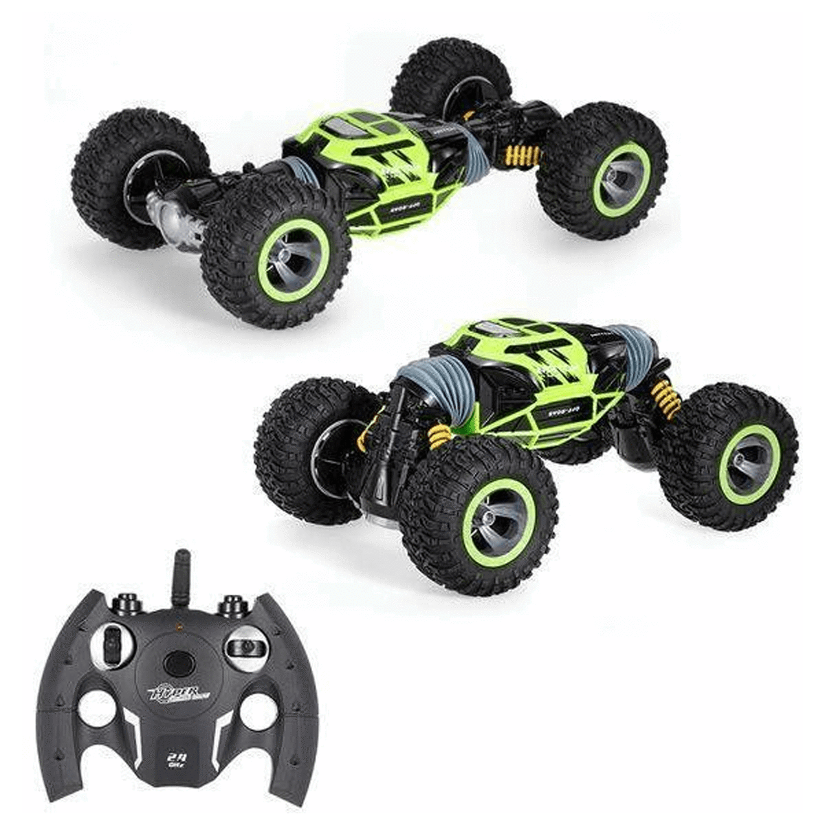Mytoys All Terrain Car Hyper Actives Stunt Contrl Two Sided Rolling - Green