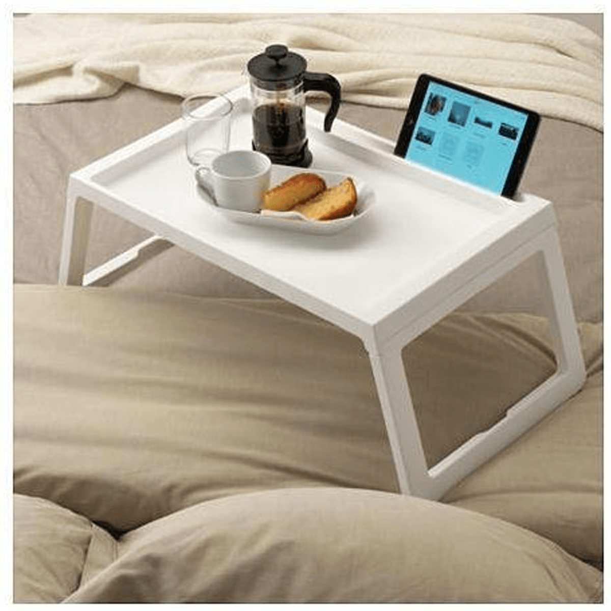Foldable Bed Tray-White
