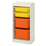 TROFAST Storage combination with boxes, white, yellow orange