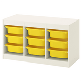 TROFAST Storage combination with boxes, white, yellow